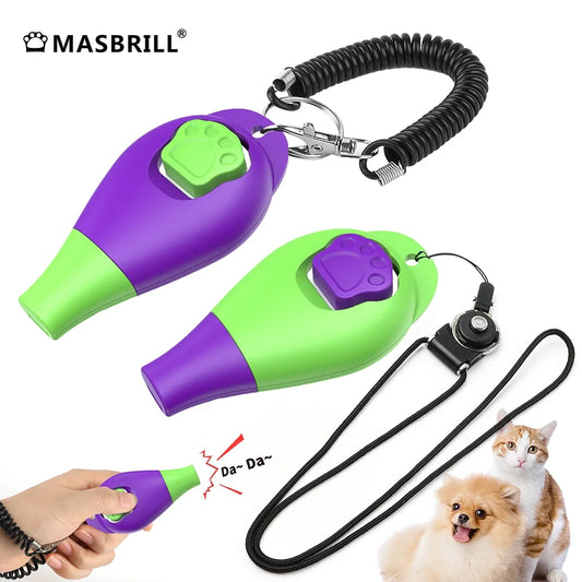 Dog Clickers for Training and Dog Whistle 2 in 1 with Wrist Strap-Puppy Training Clickers Pet Training Clicker for Cats Birds Horses-2Pcs