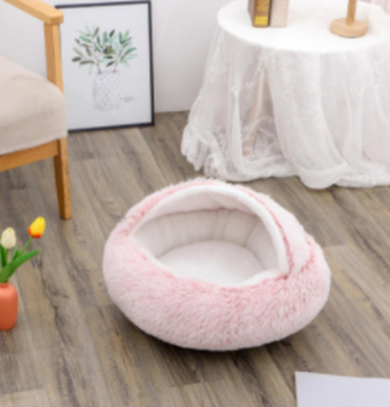 2 in 1 Dog and Cat Bed Pet Winter Bed round Plush Warm Bed House Soft Long Plush Pets Bed Pet Products