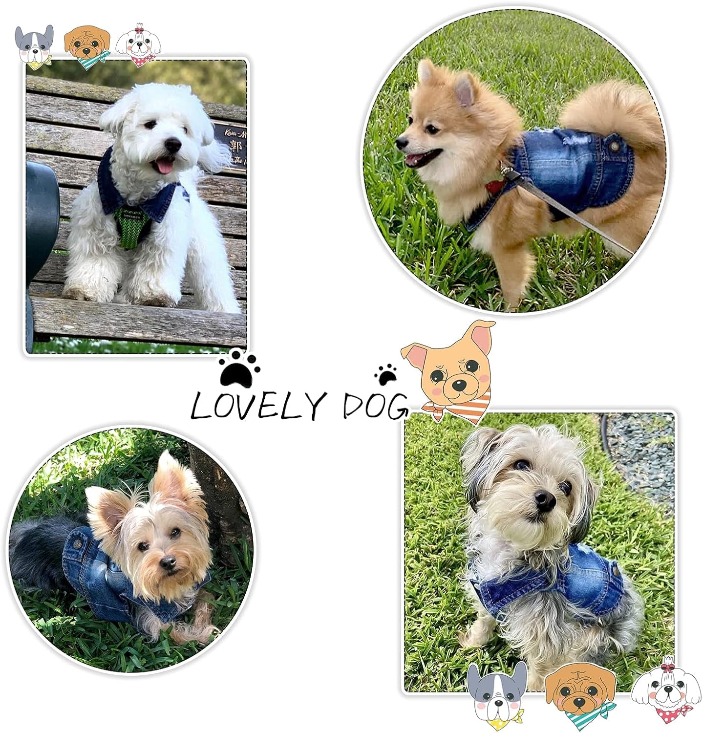 Pet Clothes Dog Jeans Jacket Cool Blue Denim Coat Small Medium Dogs Lapel Vests Classic Hoodies Puppy Blue Vintage Washed Clothes