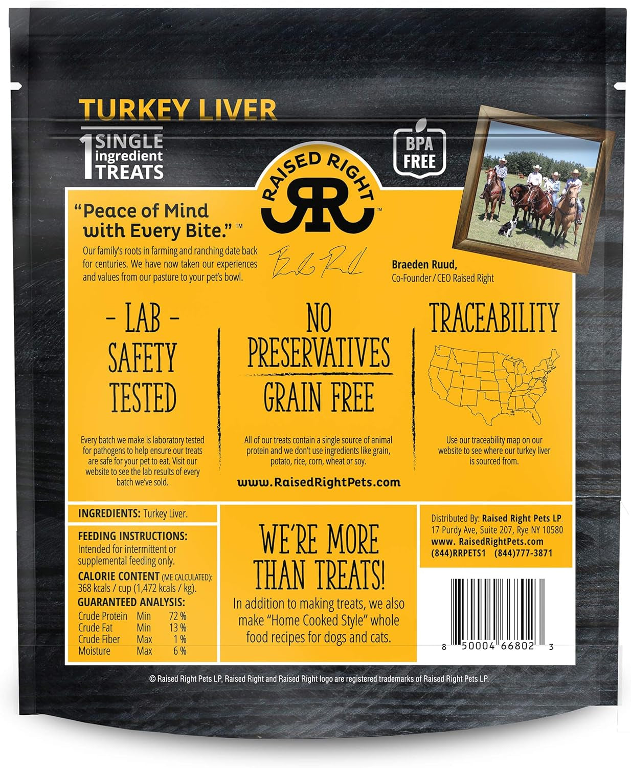 Raised Right Turkey Meat Bites, Single Ingredient Liver Treats for Dogs & Cats - 5 Oz. Bag