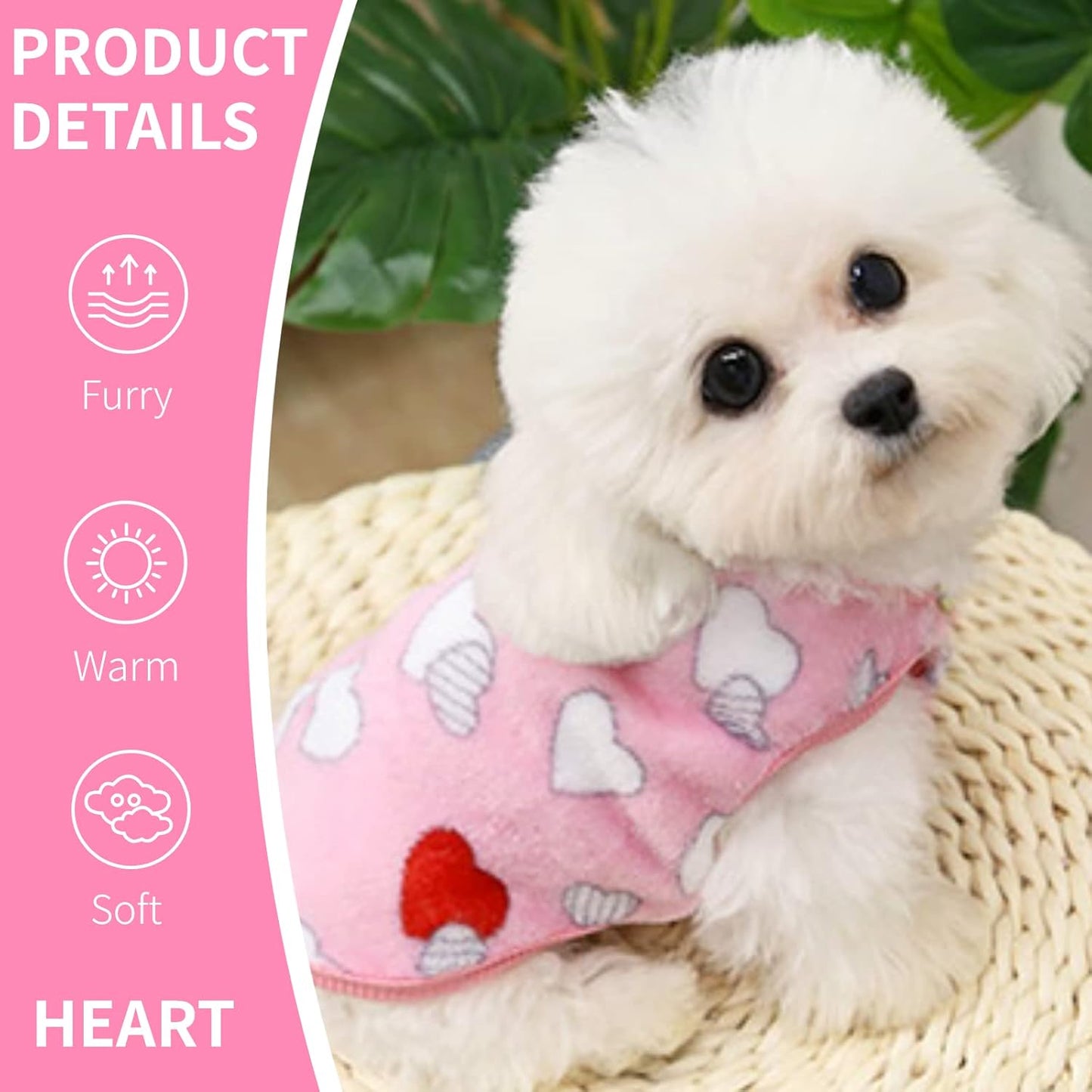 Dog Clothes Set of 2 Pet Clothes for Small Dogs Female Cute Girl Dog Clothes Tiny Dog Sweaters Fleece Cat Sweater Pomeranian Clothes Yorkie (Heart+Paw Print, X-Small)