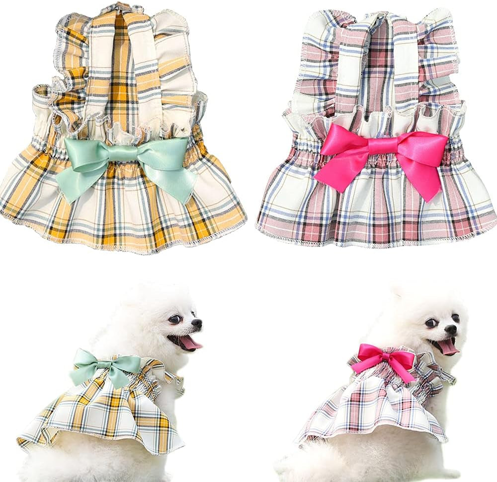 Dog Dresses for Small Dogs Girl Pet Chihuahua Clothes Female Puppy Dress Outfit Cat Clothing Yorkie Costume Dog Tutu Daschund 2 Piece (XS)