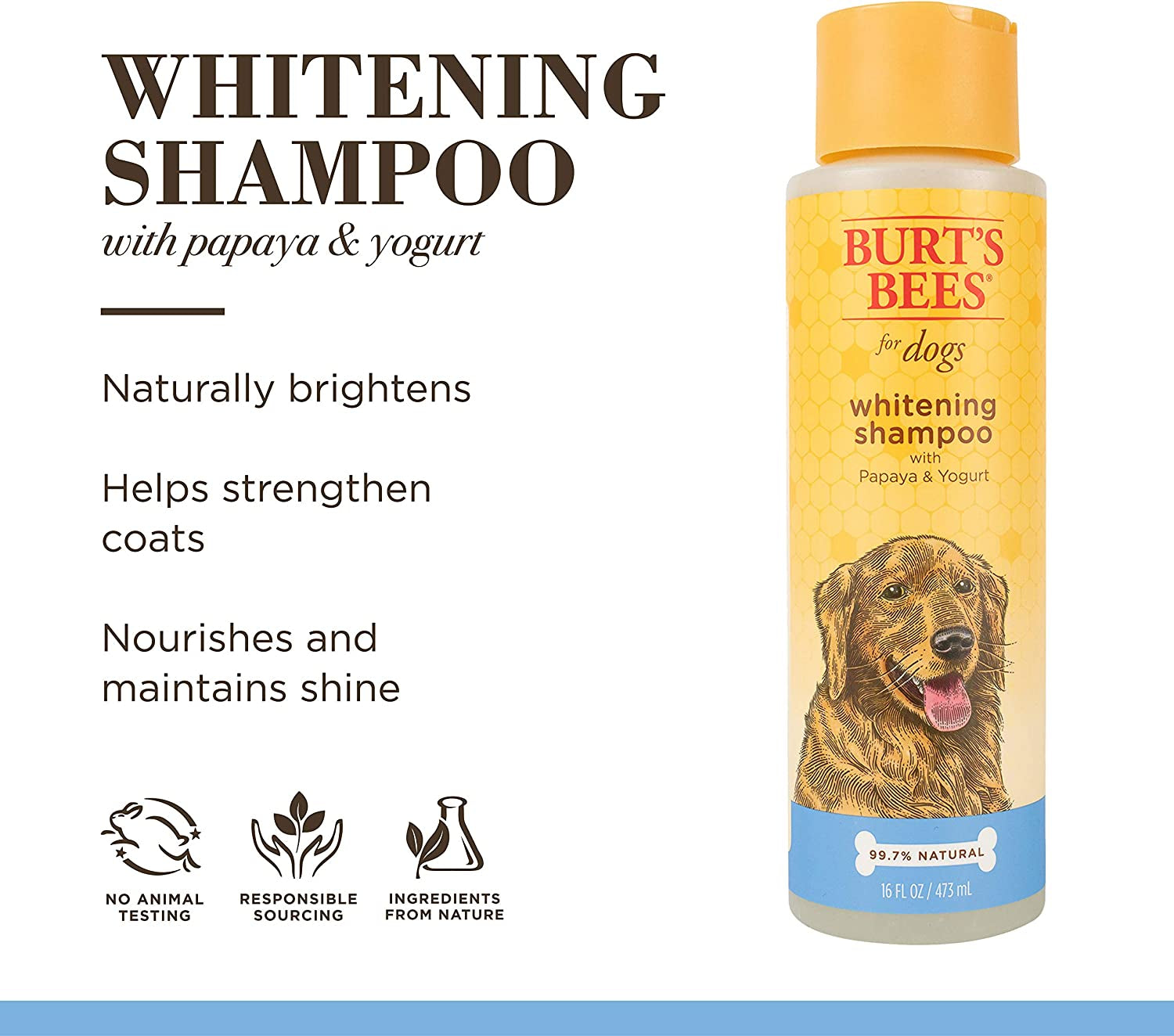 Naturally Derived Whitening Shampoo with Papaya & Yogurt - Brightening White Dog Shampoo for All Dogs, 16 Fl Oz - 6 Pack