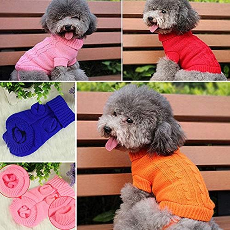 Warm Pet Sweater Puppy Clothes for Cold Weather & Pet Puppy Dog Cat Lovely Winter Warm Cable Knit Sweater Jumper Pet Clothes