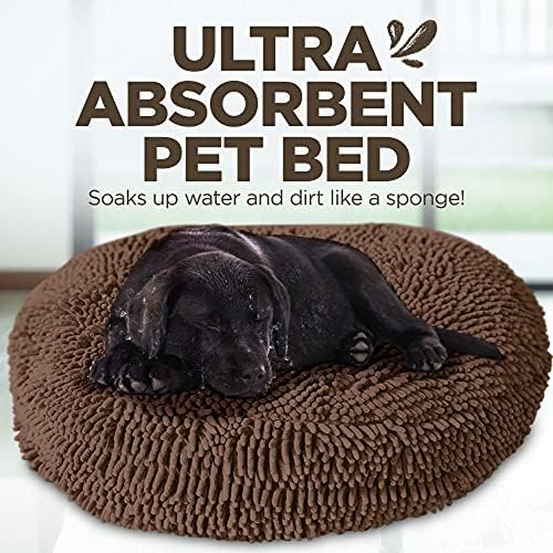 Super Snoozer Dog Bed - Comfortable Bed for Dogs - Microfiber Chenille - 42" round Dog Bed X-Large Dark Chocolate (42X42X7 Inches)