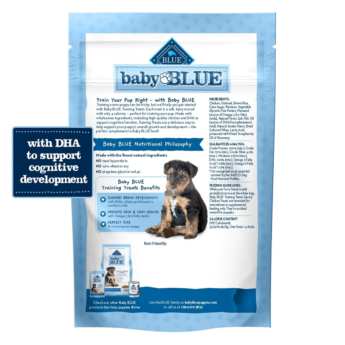 Baby BLUE Puppy Training Treats for Dogs with DHA, Savory Chicken, 4-Oz. Bag (4 Pack)