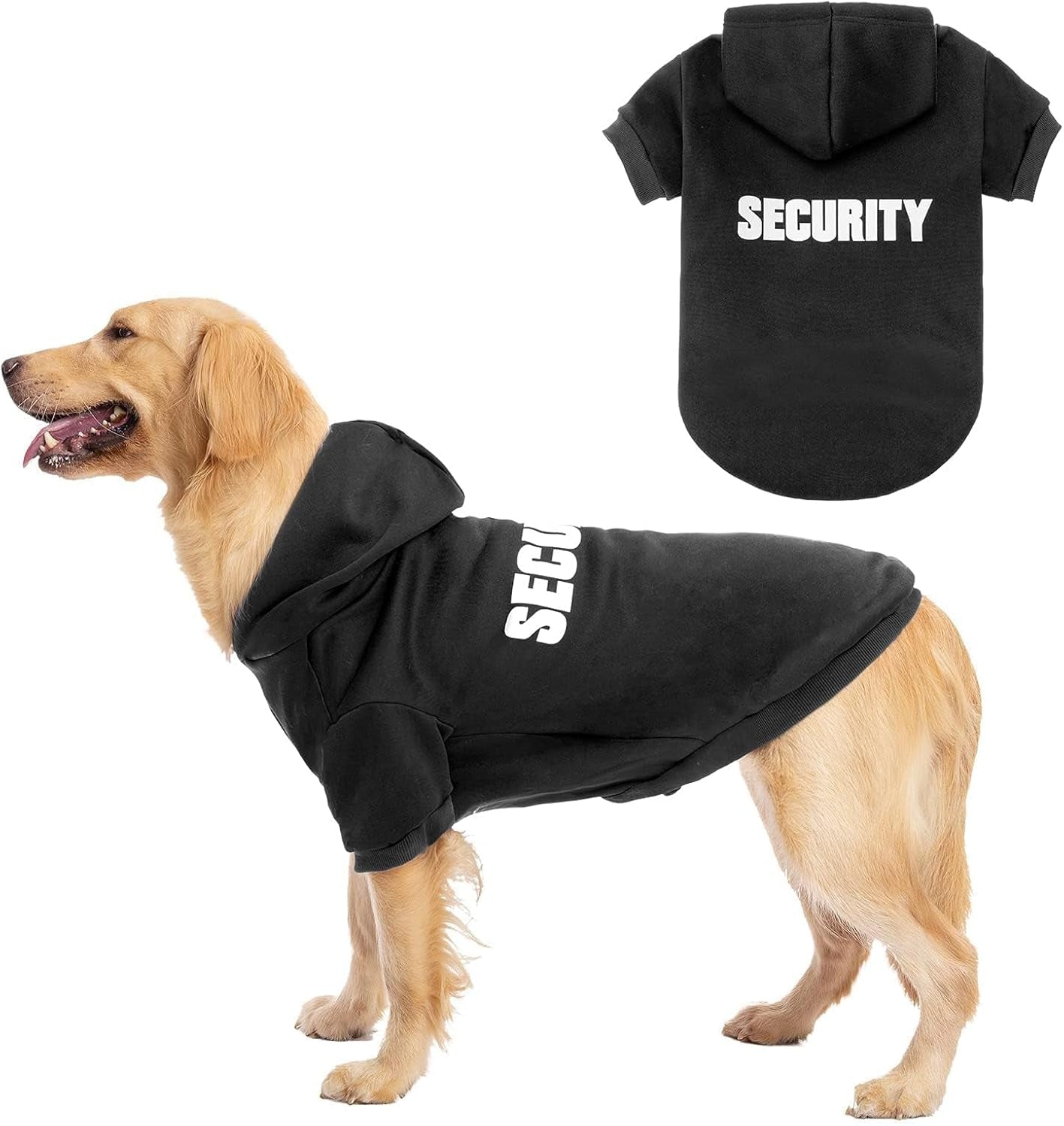 Security Dog Hoodies Puppy Sweater Cold Weather Dog Coats Soft Brushed Fleece Pet Clothes Hooded Sweatshirt for Dog Cat X-Large (Chest Girth 34")