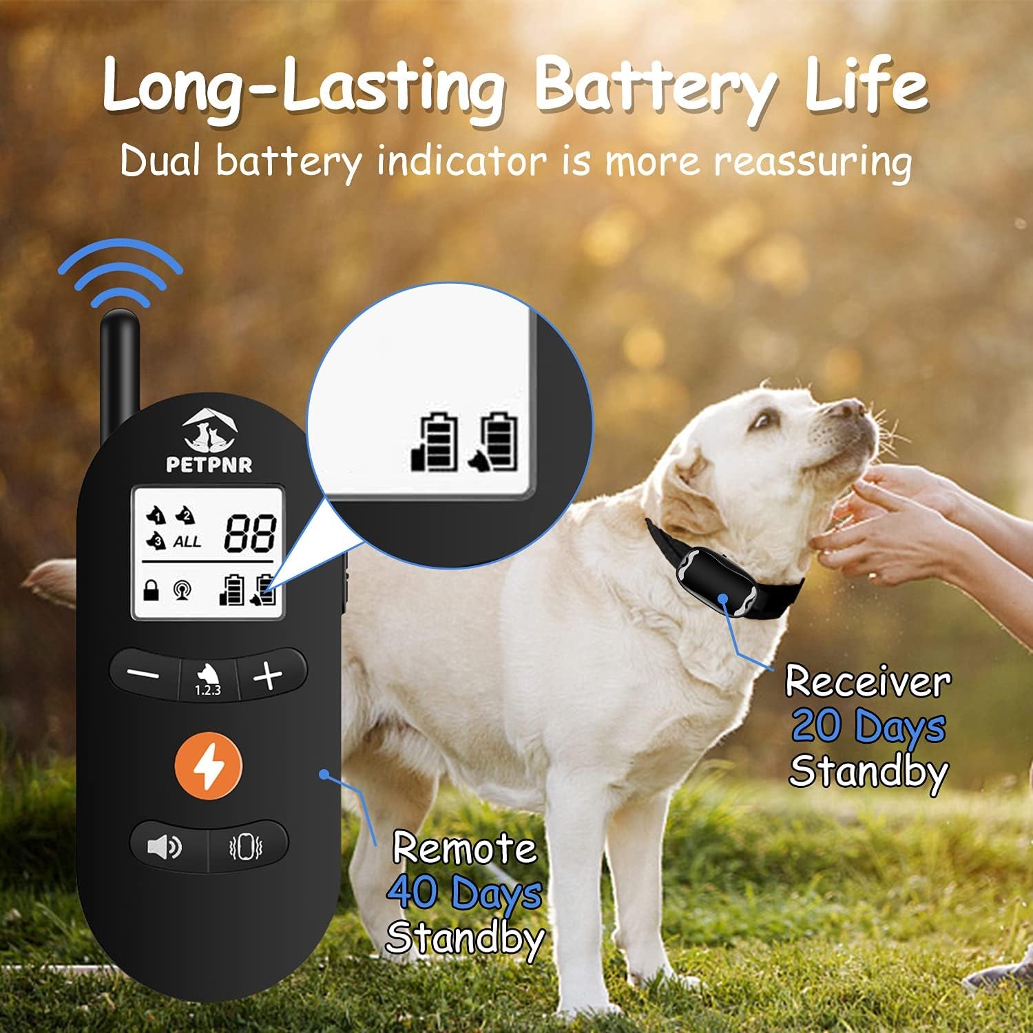 Dog Training Collar - Rechargeable Electronic Shock Collars with Remote,3 Training Modes:Beep,Vibration & Shock, with 2 Receivers IPX7 Waterproof for 8 to 120 Lbs Small Medium Large 2 Dogs