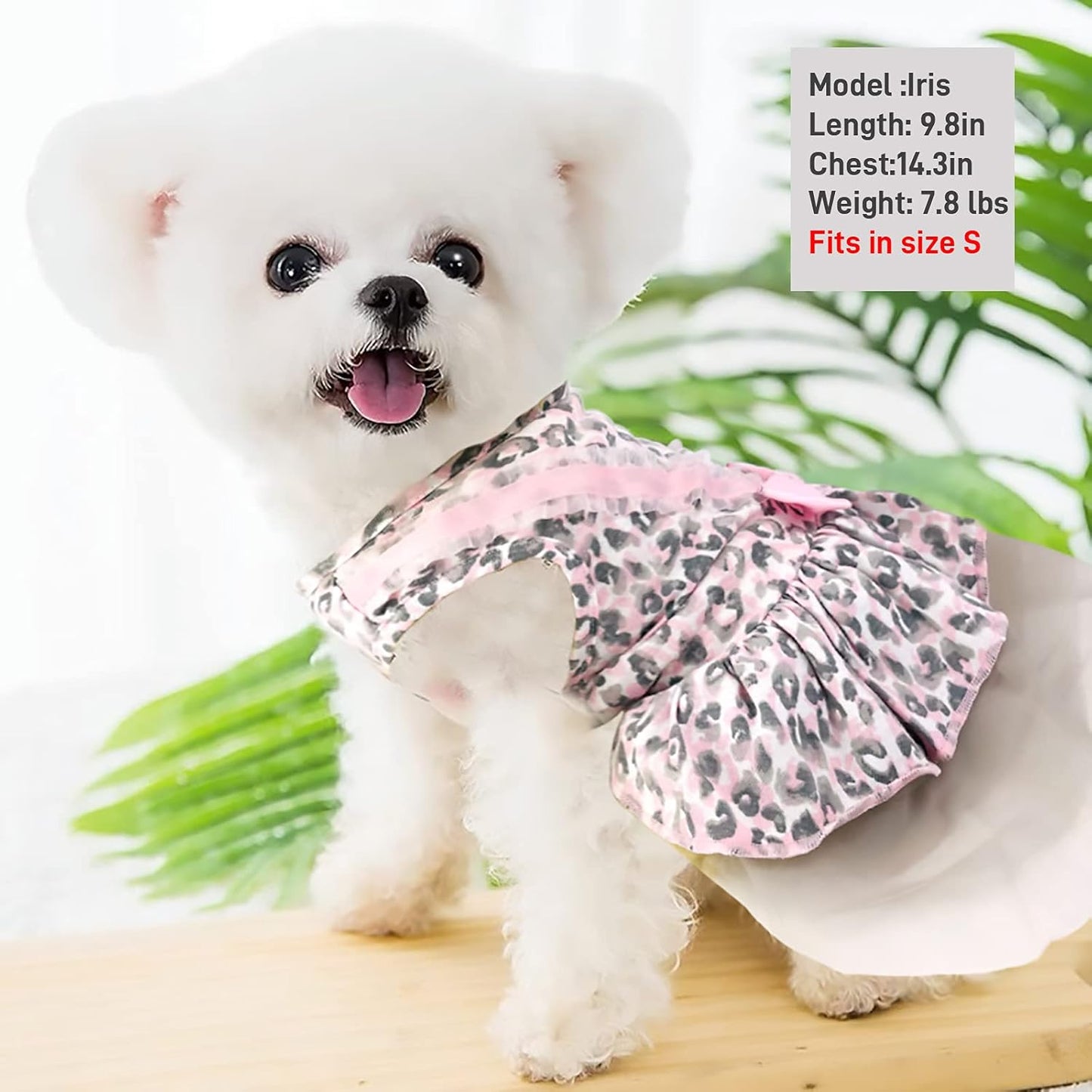 Small Dog Dress - Cute Dog Clothes Dog Tutus Dog Apparel Puppy Outfits Puppy Dresses for Girl Small Dogs (Pink Leopard, M(7-12Lb))