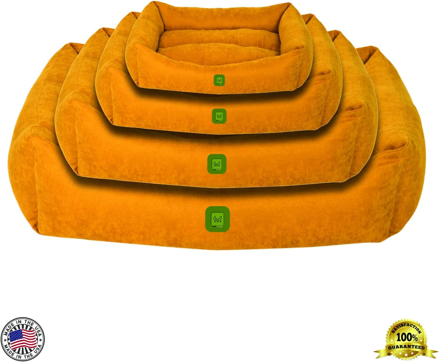 Calming Dog and Cat Bed, Orthopedic Dog Bed, Washable Pet Bed, Dog Bed for Large Dogs, Breathable Fabric, Fiber Filled Bed, Cheerful Colors,(20X15X8, Yellow)