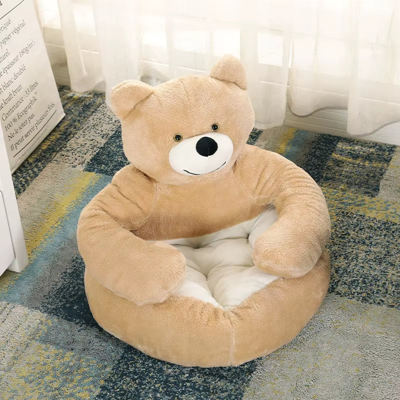 Semi-Enclosed Bear Pet Dog Bed Ultra Soft Cat Bed Detachable Plush Puppy Bed Winter Warm Sleeping Bed Mat Pet Product