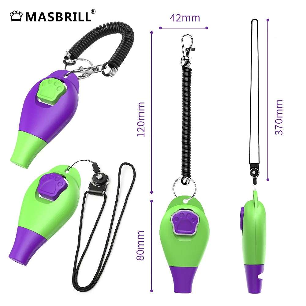 Dog Clickers for Training and Dog Whistle 2 in 1 with Wrist Strap-Puppy Training Clickers Pet Training Clicker for Cats Birds Horses-2Pcs