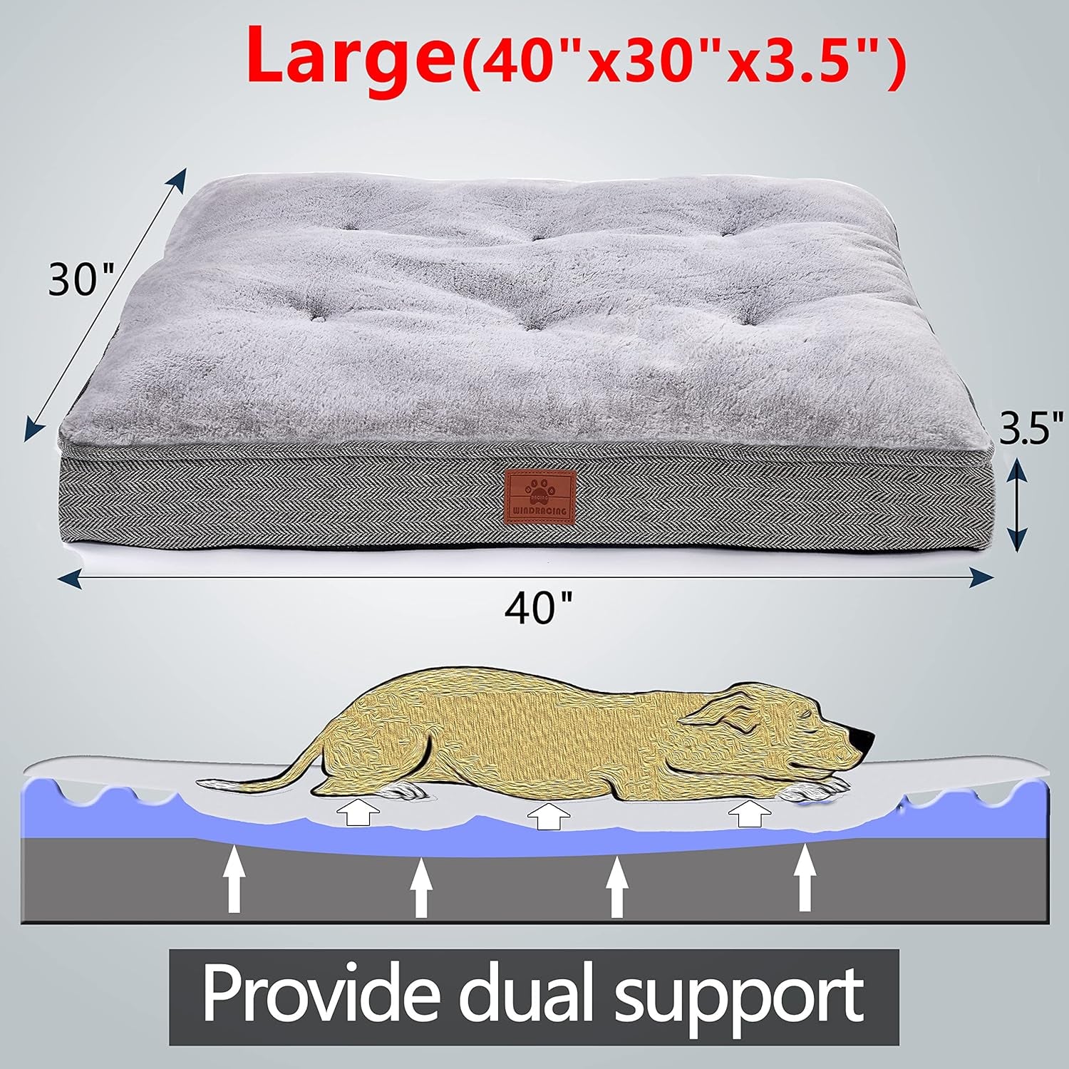 Dog Bed for Large Dogs and Medium Dogs.Dog Crate Bed,Dog Mat with Waterproof Urine Proof Liner.