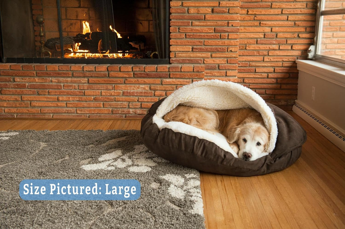 Luxury Microsuede Cozy Cave Pet Bed, Extra Large, Hot Fudge