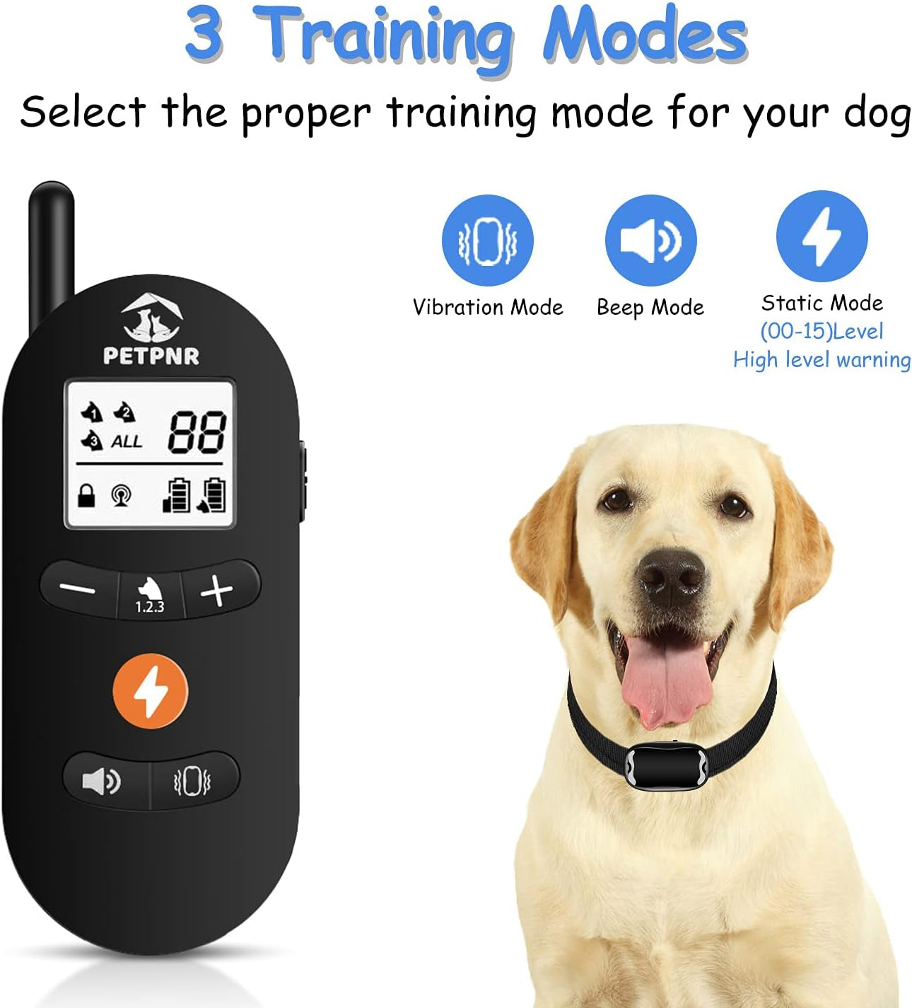 Dog Training Collar - Rechargeable Electronic Shock Collars with Remote,3 Training Modes:Beep,Vibration & Shock, with 2 Receivers IPX7 Waterproof for 8 to 120 Lbs Small Medium Large 2 Dogs