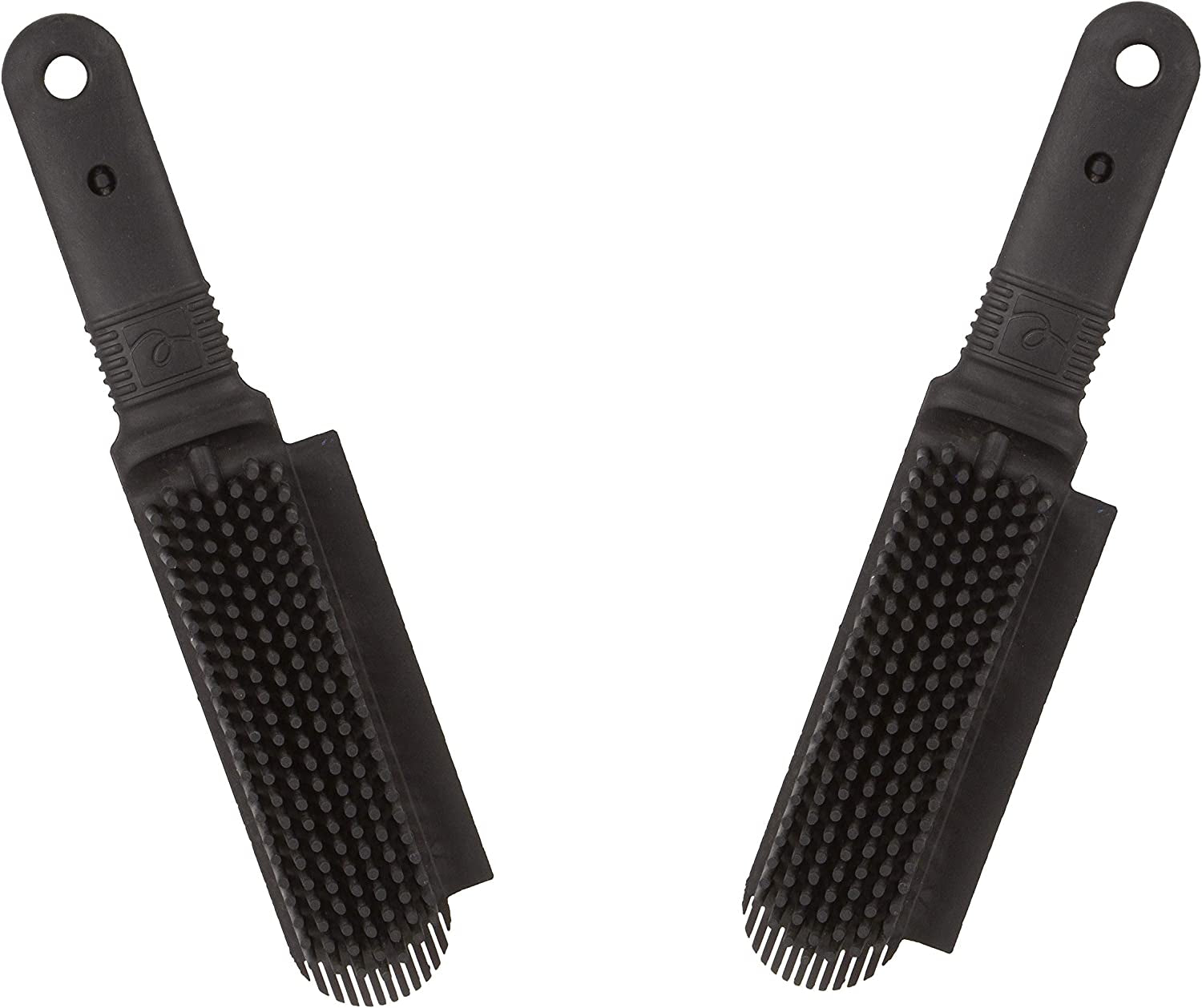 plus Pet Hair Rubber Brush with Squeegee, Easily Remove Fur and Lint from Clothing, Carpets and Furniture, Gently Groom Dogs and Cats Wet or Dry, Black, 2 Pack