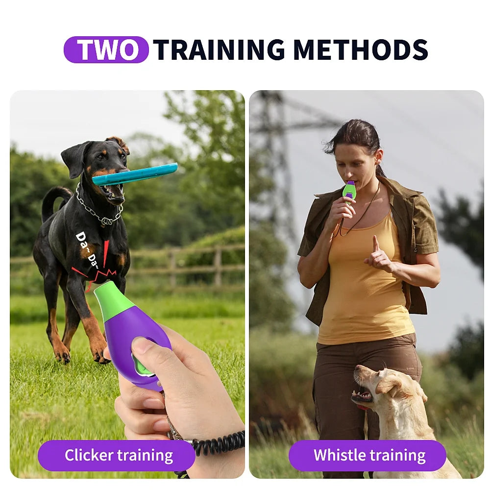 Dog Clickers for Training and Dog Whistle 2 in 1 with Wrist Strap-Puppy Training Clickers Pet Training Clicker for Cats Birds Horses-2Pcs