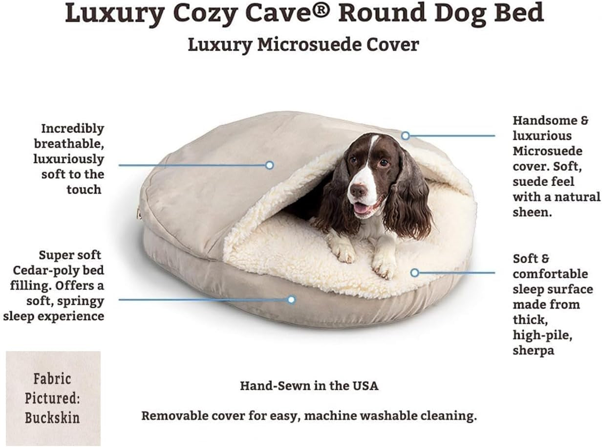 Luxury Microsuede Cozy Cave Pet Bed, Extra Large, Hot Fudge