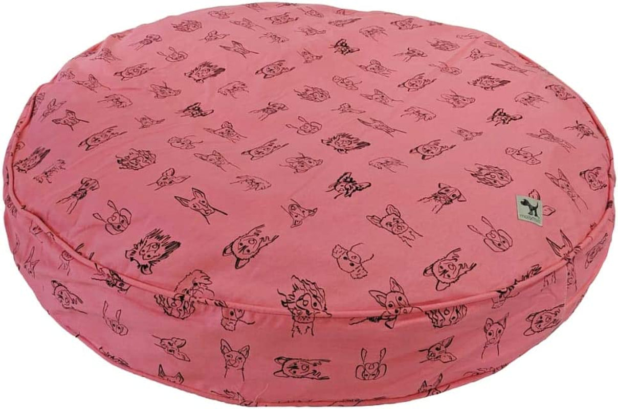 Petite Dog Duvet Cover - round - Pink Cadillac Print - Measures 20’’X20’’X4’’ - 100% Cotton - Durable - Breathable - Sustainable - Machine Washable Dog Bed Cover - Pre-Shrunk