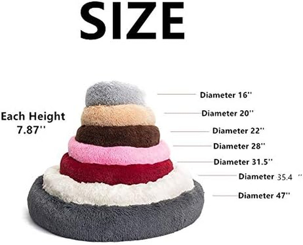 Dog Bed Cat Bed Cushion Donut Bed Faux Fur Cuddler for Dog Cat Improved Sleep Pet Bed Multiple Sizes Machine Washable