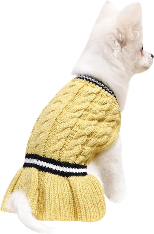 Pet Sweaters for Small Dogs Girl Sweaters to Knit Dog Warm Winter Clothes Pullover Fall Dog Dress for Puppy Cat Small Dog Sweater Chihuahua Yellow Dog Dress Medium Dog Sweater