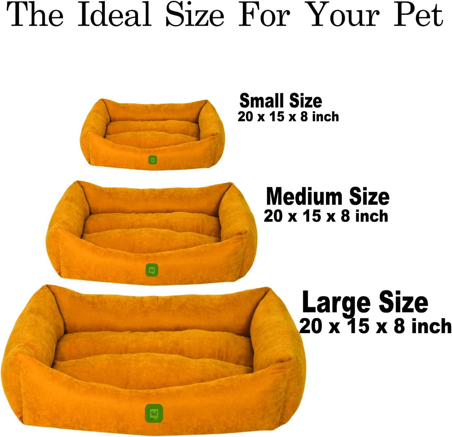 Calming Dog and Cat Bed, Orthopedic Dog Bed, Washable Pet Bed, Dog Bed for Large Dogs, Breathable Fabric, Fiber Filled Bed, Cheerful Colors,(20X15X8, Yellow)