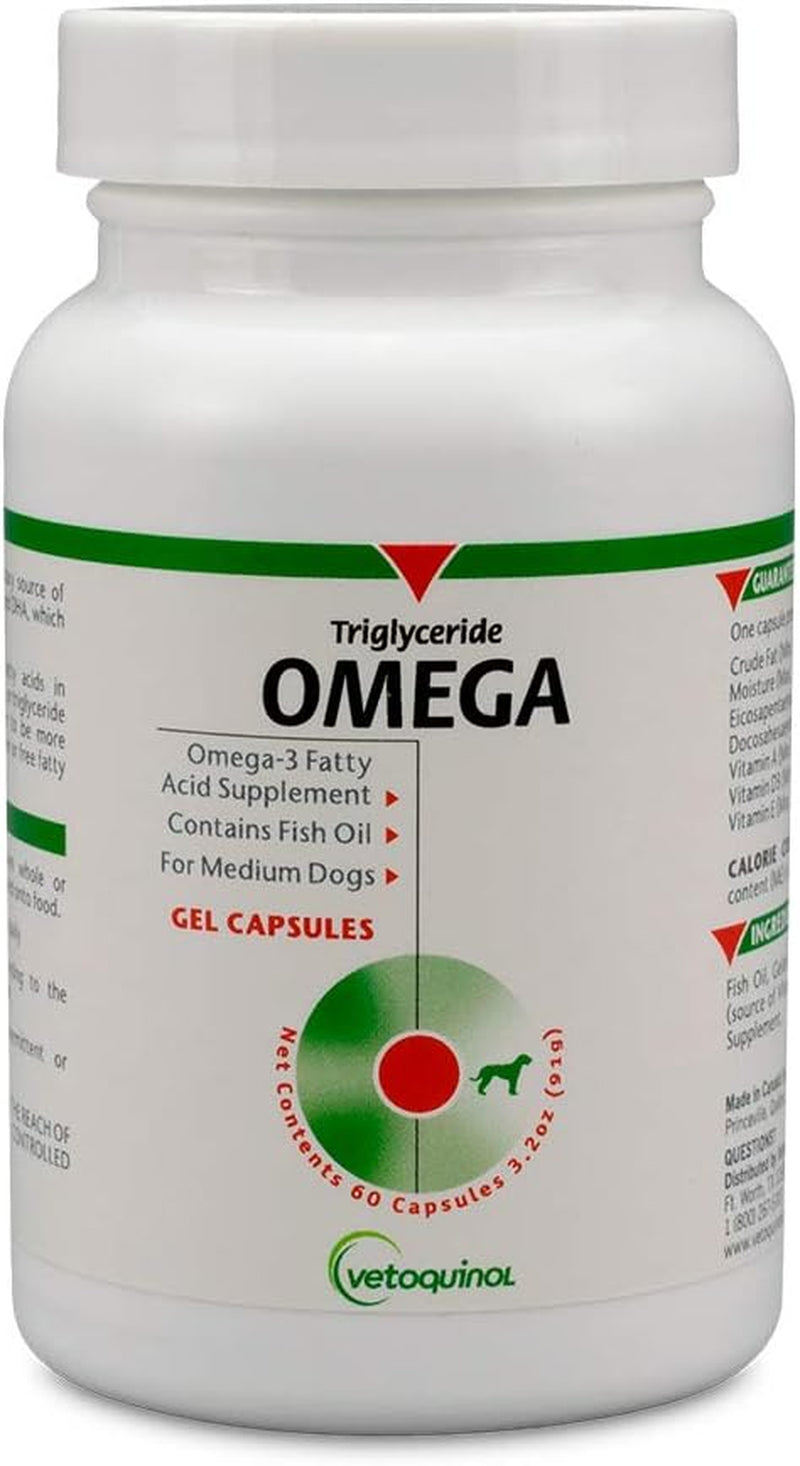 Triglyceride Omega Dog Supplement Capsules, Medium-Breed: 30-60 Lbs, 60Ct