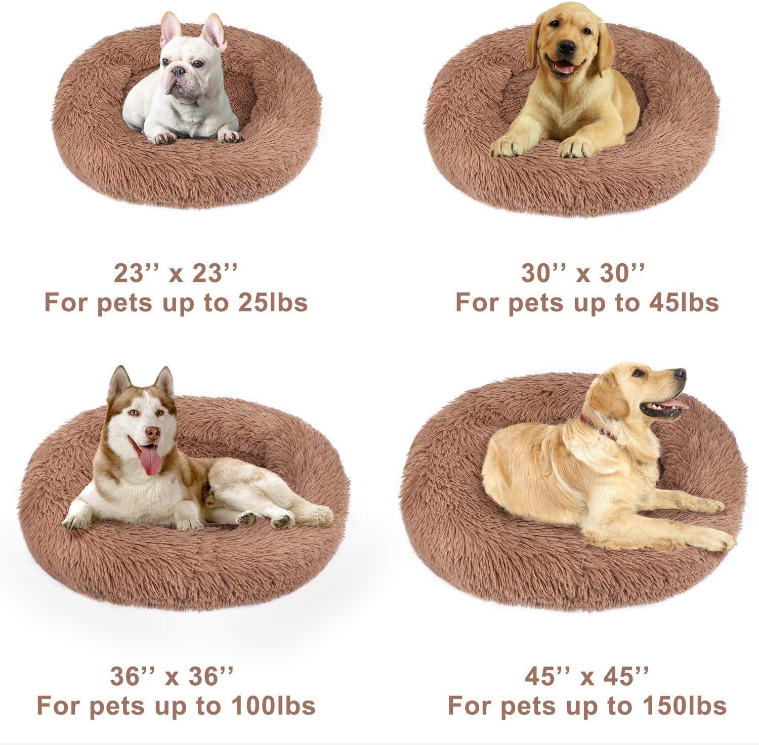 Dog Bed Cat Bed Cushion Donut Bed Faux Fur Cuddler for Dog Cat Improved Sleep Pet Bed Multiple Sizes Machine Washable