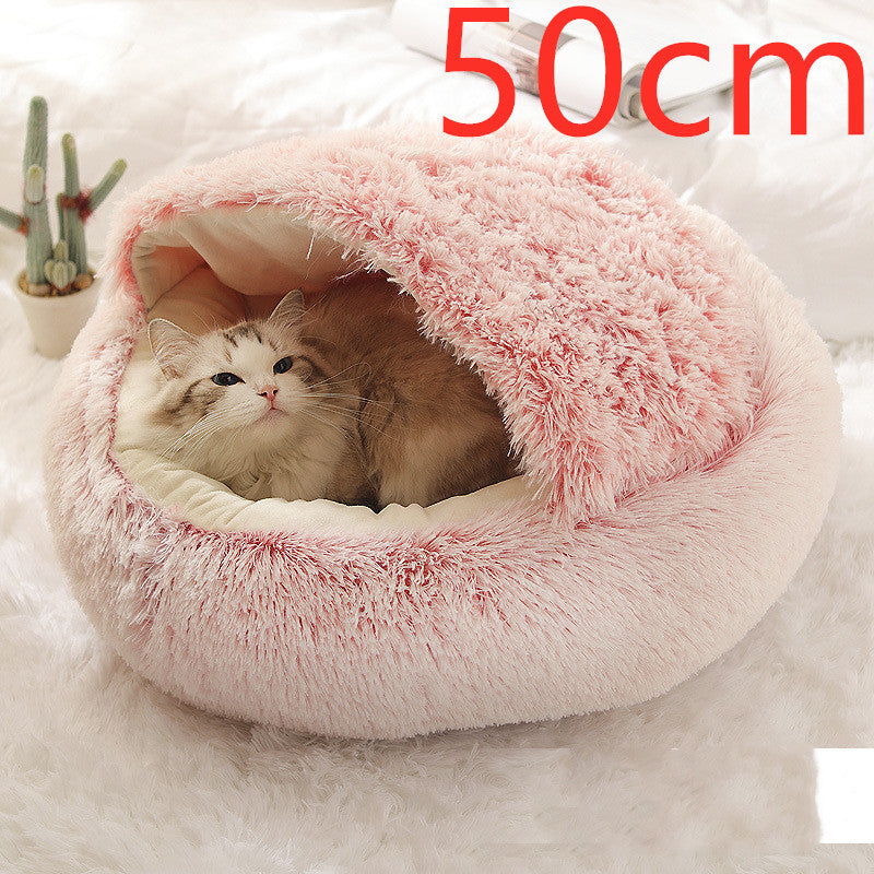 2 in 1 Dog and Cat Bed Pet Winter Bed round Plush Warm Bed House Soft Long Plush Pets Bed Pet Products