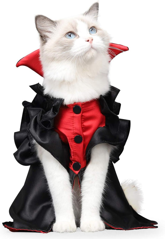 Dog Costume Cat Vampire Halloween Costume Holiday Dressing up Cloak with Button for Kitten Small Dog Medium Outfit Cosplay Decoration Party Suit