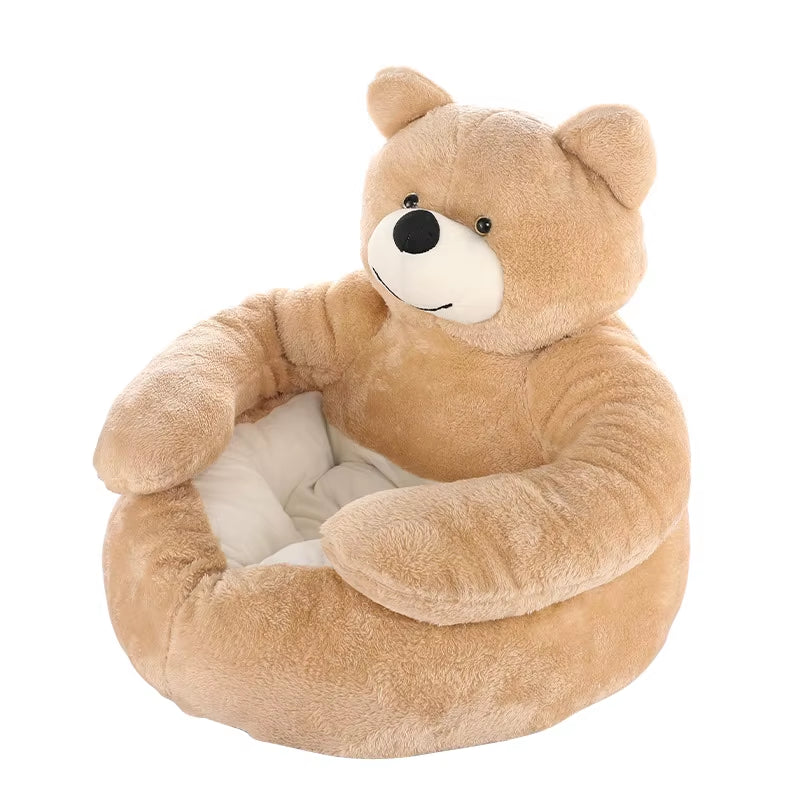 Semi-Enclosed Bear Pet Dog Bed Ultra Soft Cat Bed Detachable Plush Puppy Bed Winter Warm Sleeping Bed Mat Pet Product