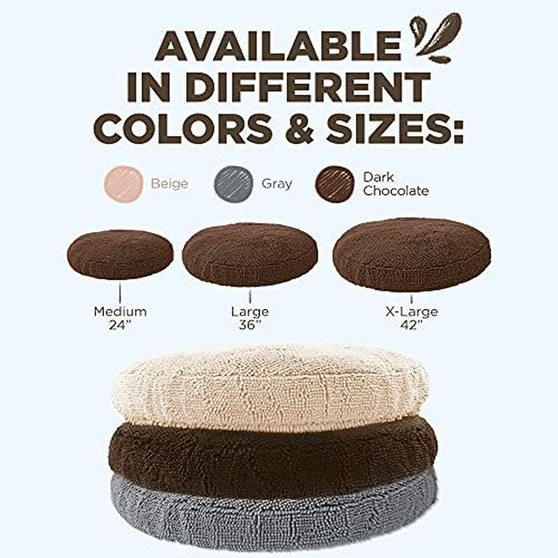 Super Snoozer Dog Bed - Comfortable Bed for Dogs - Microfiber Chenille - 42" round Dog Bed X-Large Dark Chocolate (42X42X7 Inches)