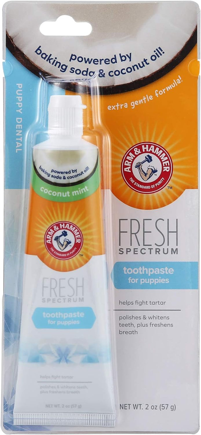 Fresh Spectrum Dog Toothpaste for Puppies, 2 Oz | Baking Soda Dog Toothpaste Coconut Mint to Fight Tartar, Polish & Whiten Teeth, & Freshen Breath