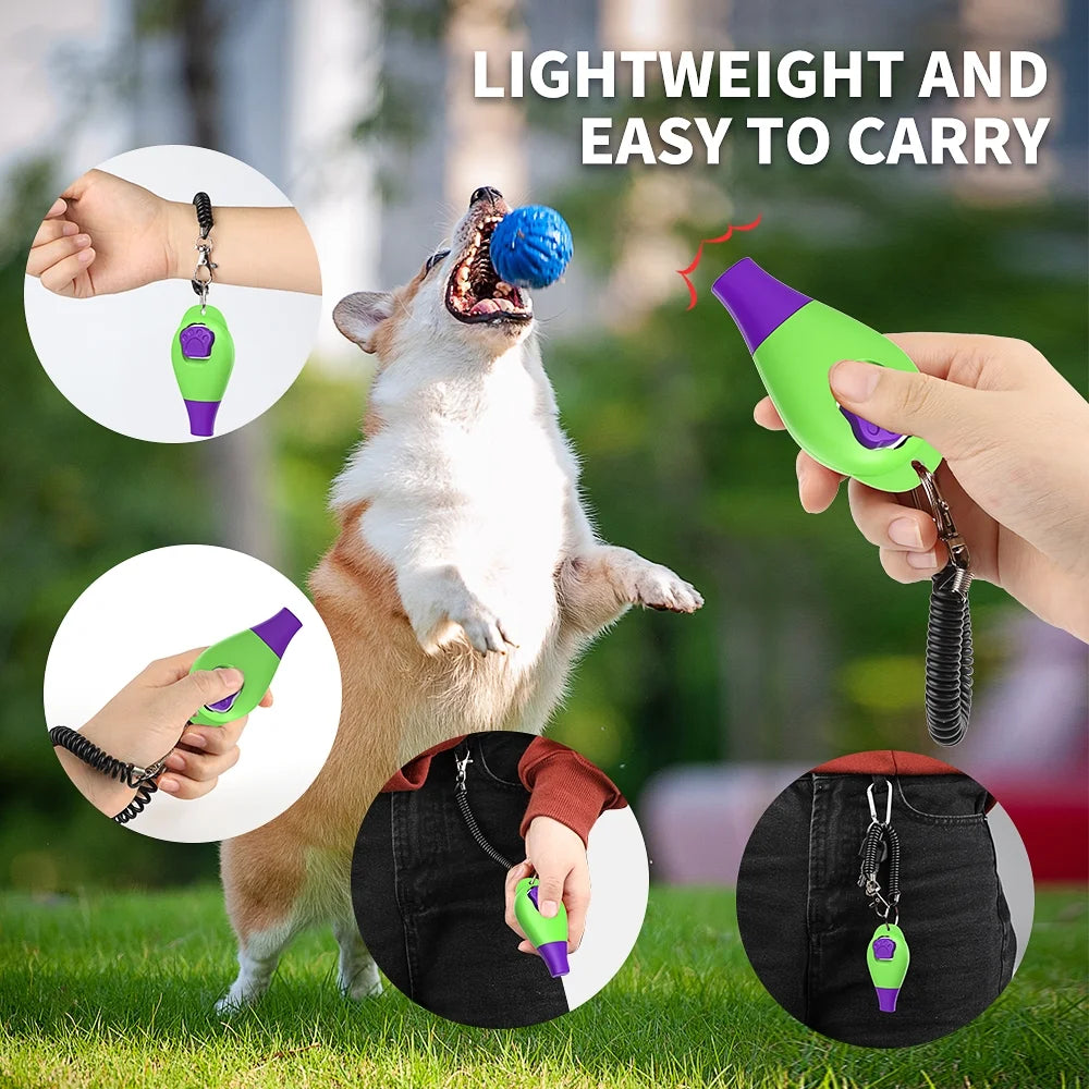 Dog Clickers for Training and Dog Whistle 2 in 1 with Wrist Strap-Puppy Training Clickers Pet Training Clicker for Cats Birds Horses-2Pcs