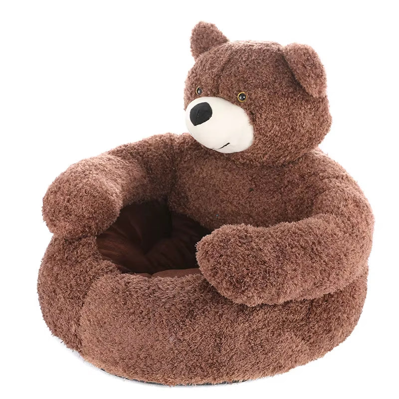 Semi-Enclosed Bear Pet Dog Bed Ultra Soft Cat Bed Detachable Plush Puppy Bed Winter Warm Sleeping Bed Mat Pet Product