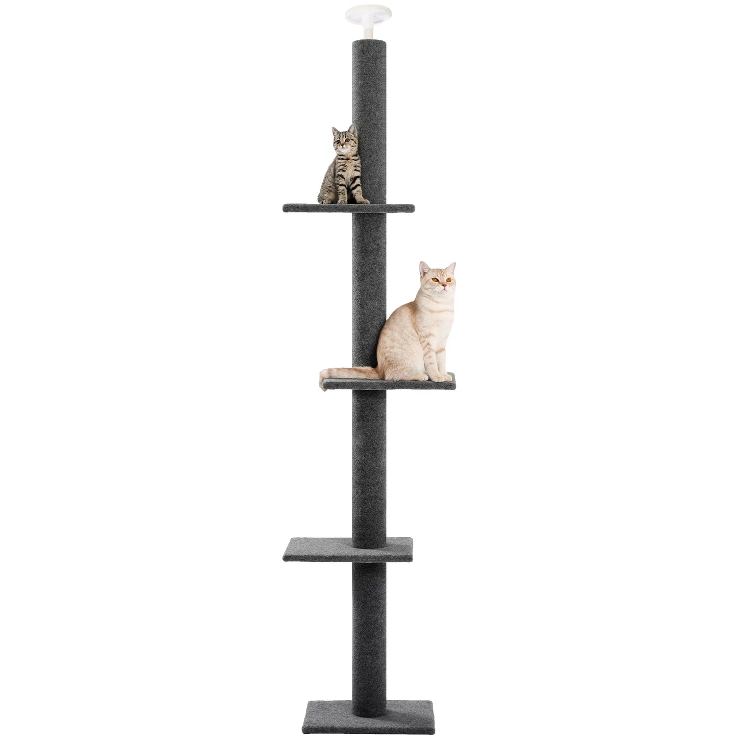 90-107" Floor to Ceiling Cat Tree Tower 4 Tier Tall Cat Climbing Posts Adjustable, Gray