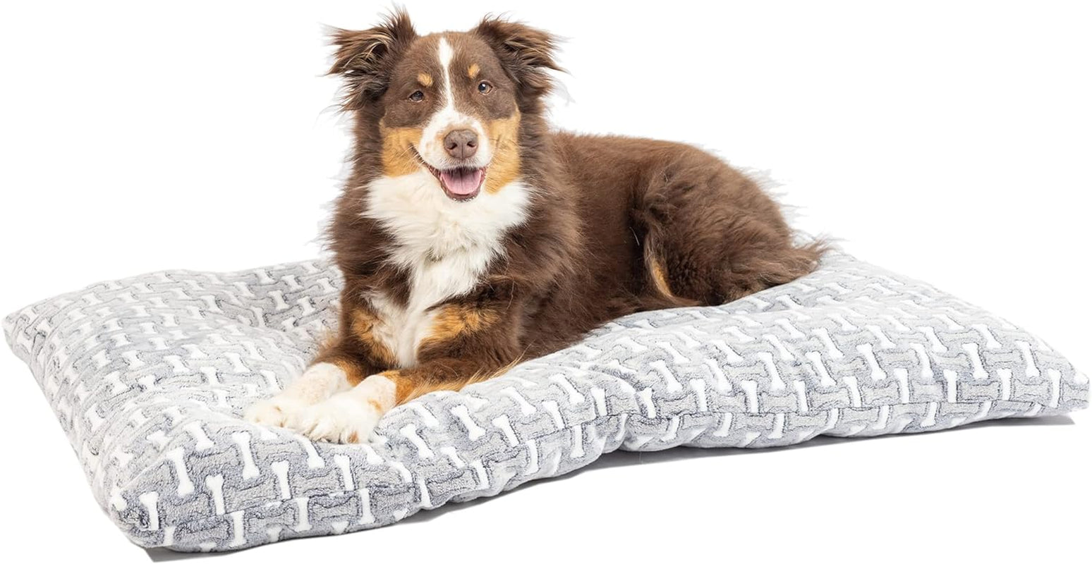 Bone Designed Dog Mat, Dog Bed & Crate Mat (Plush & Versatile Washable Dog Bed Perfect Dog Crate Mat and Calming Dog Bed) Large Dog Bed Size Measures 24" X 36"