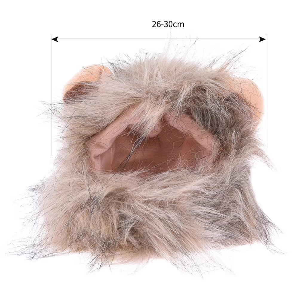 Funny Cute Pet Costume Cosplay Lion Mane Wig Cap Hat for Cat Halloween Xmas Clothes Fancy Dress with Ears Autumn Winter