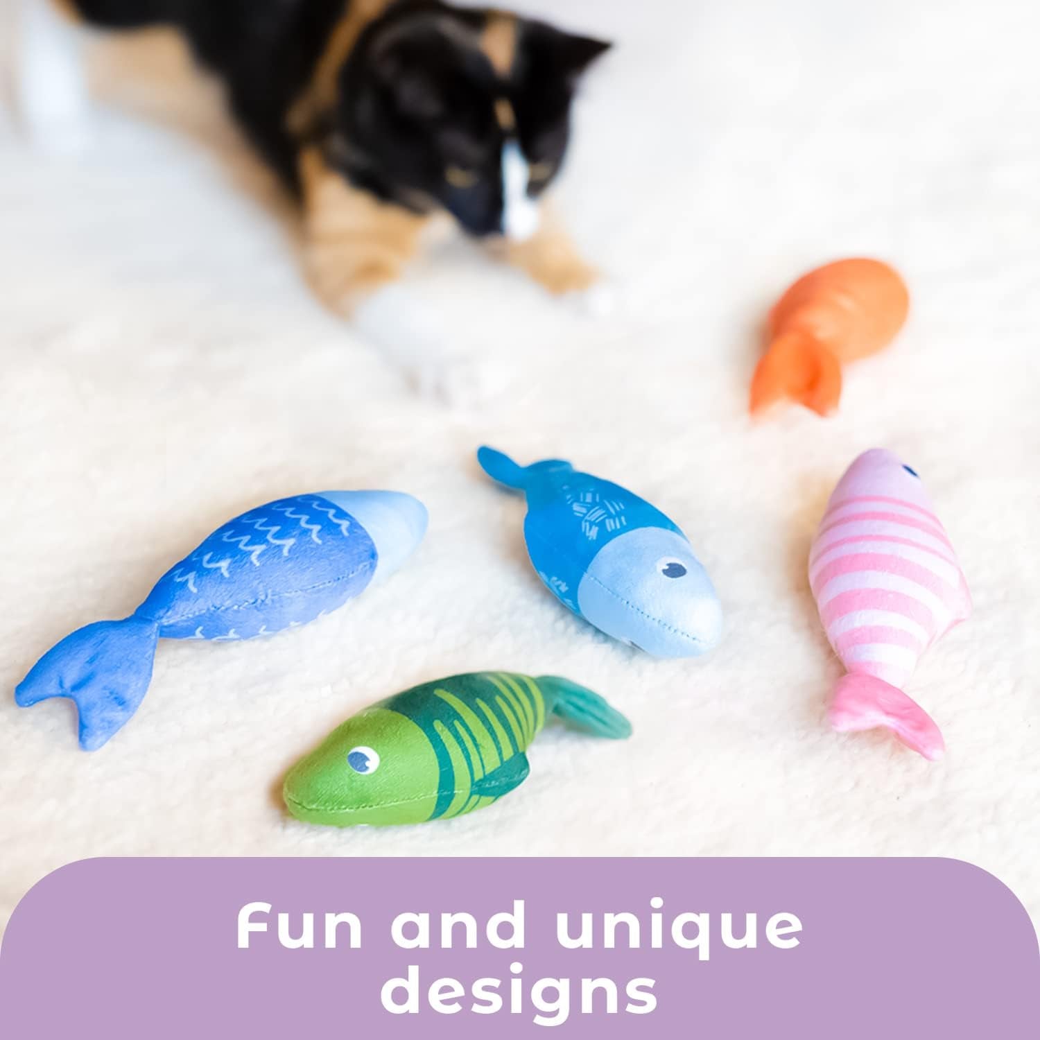 Catnip Filled Long-Lasting Cat Toys 5 Piece Set (Fish)