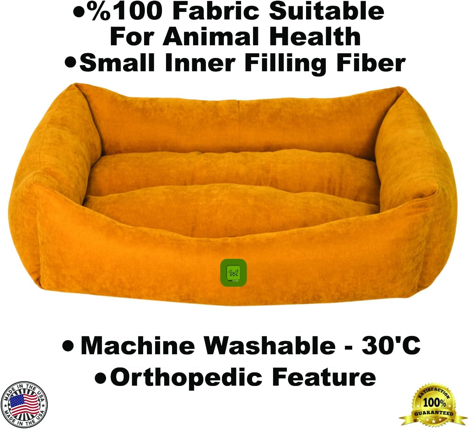 Calming Dog and Cat Bed, Orthopedic Dog Bed, Washable Pet Bed, Dog Bed for Large Dogs, Breathable Fabric, Fiber Filled Bed, Cheerful Colors,(20X15X8, Yellow)