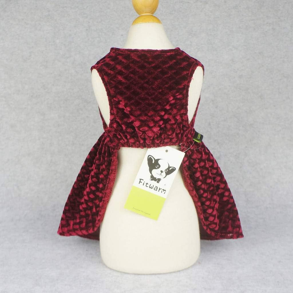 Christmas Dog Dresses for Pet Clothes Cat Vest Dresses Apparel Lightweight Velvet Red Medium