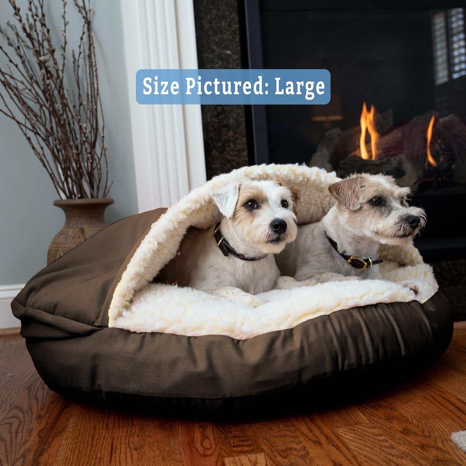 Luxury Microsuede Cozy Cave Pet Bed, Extra Large, Hot Fudge