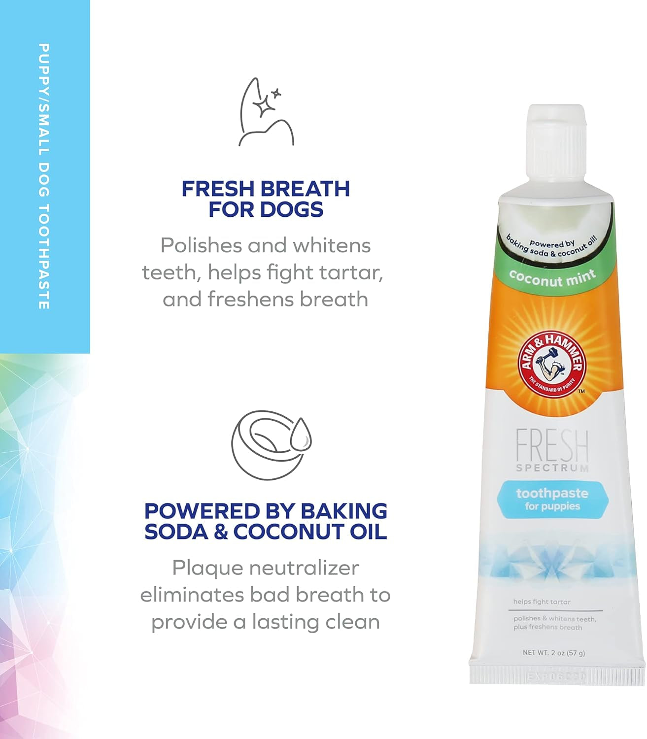 Fresh Spectrum Dog Toothpaste for Puppies, 2 Oz | Baking Soda Dog Toothpaste Coconut Mint to Fight Tartar, Polish & Whiten Teeth, & Freshen Breath