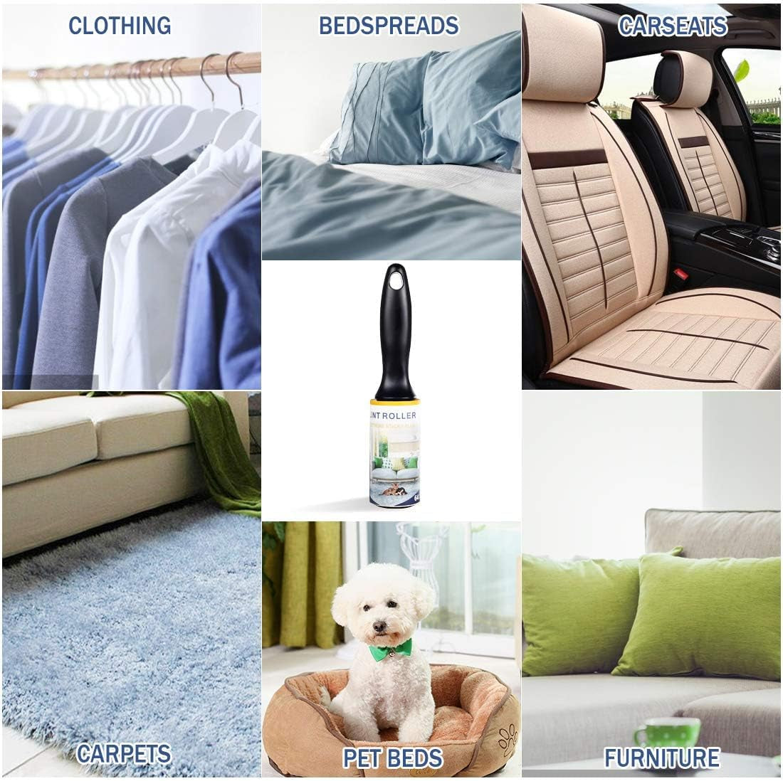 Lint Rollers for Pet Hair, Lint Remover Clothes Roller Extra Sticky Upgrade Portable Lint Roller Refill for Dog Cat Hair on Clothes, Pants,Car Seats,Carpet,Leather Chair