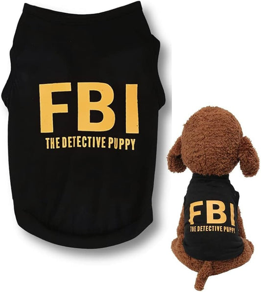 Dog Clothes for Small Dog Boy Male Black Dog Shirt FBI Puppy Shirt Summer Pet Apparel Outfit