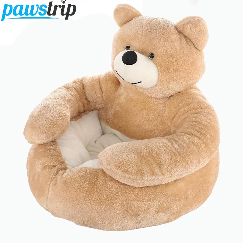 Semi-Enclosed Bear Pet Dog Bed Ultra Soft Cat Bed Detachable Plush Puppy Bed Winter Warm Sleeping Bed Mat Pet Product