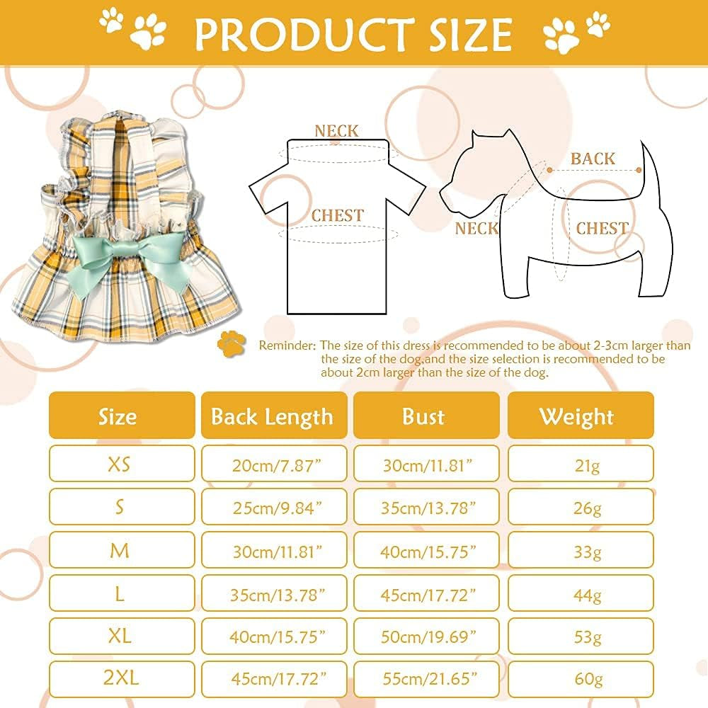 Dog Dresses for Small Dogs Girl Pet Chihuahua Clothes Female Puppy Dress Outfit Cat Clothing Yorkie Costume Dog Tutu Daschund 2 Piece (XS)