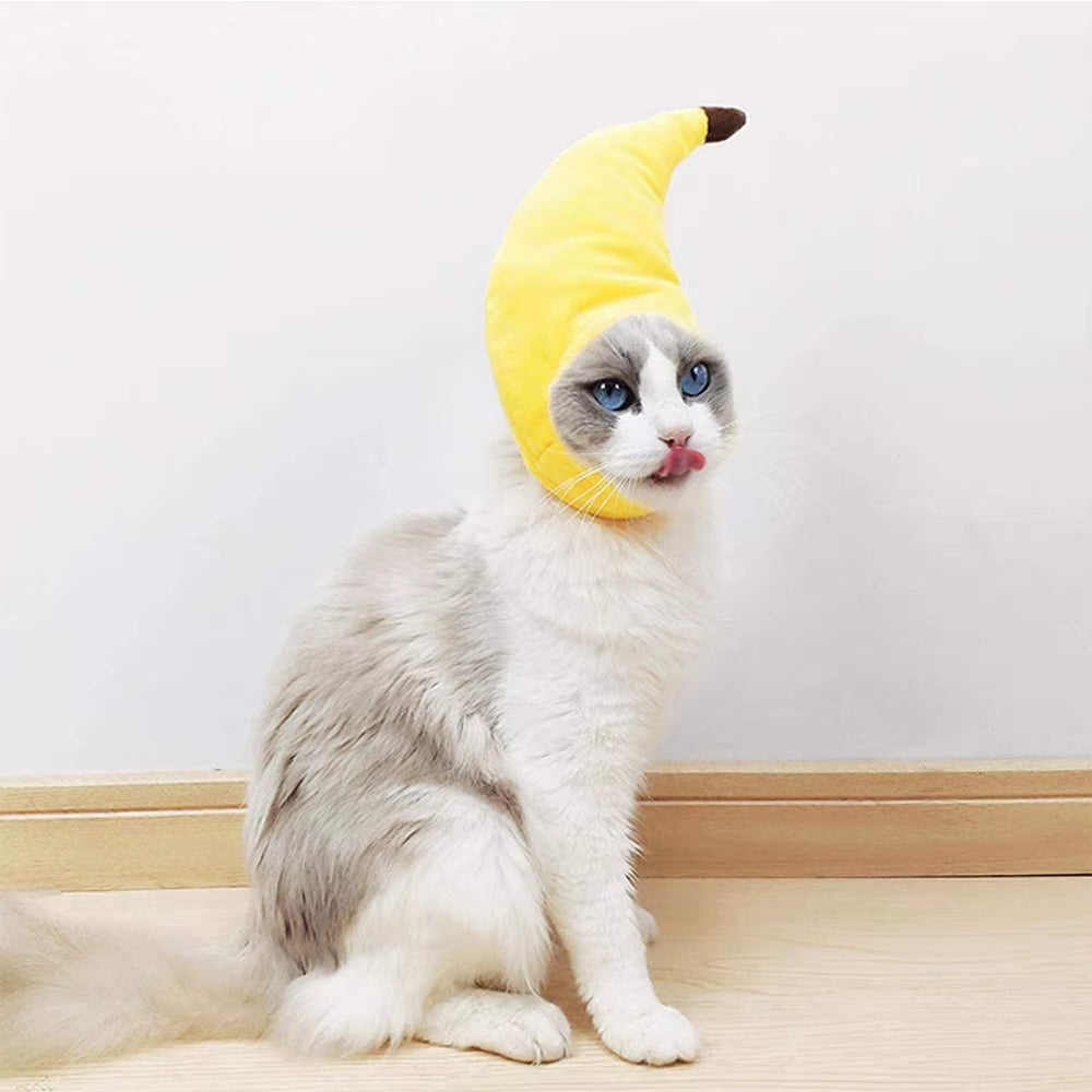 Funny Cute Pet Cat Costume Banana Cap Hat for Cat Dog Halloween Christmas Clothes Fancy Dress Party Pet Clothes