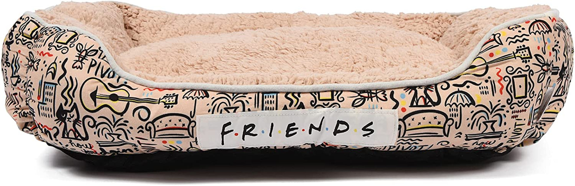 City Doodle Cuddler Dog Bed | Durable Washable Dog Bed from Warner Bros Friends, Friends TV Show Merchandise for Dogs | Elevated Dog Bed, Dog Mat, Pet Bed, Friends Dog Bed