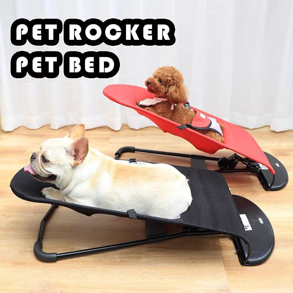 Pet Rocking Bed Chair, Dog Bed Cat Bed with Non-Slip Feet Removable Washable Cover,Portable Outdoor Folding Chair/Bed